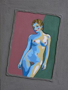 3-Naked woman posing-30x40cm- aryl/sand-canvas on board