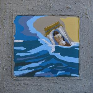 Captured- Acryl/sand with stones/canvas on board-40x40cm